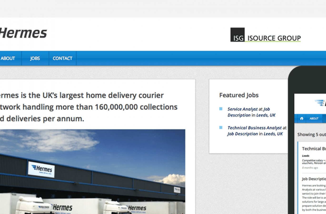 Hermes Jobs responsive website 